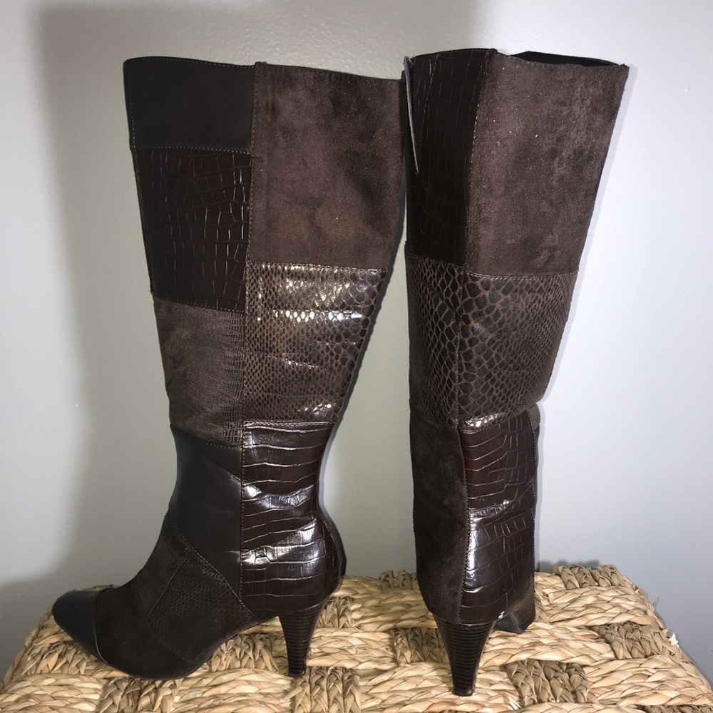 Knee high brown leather boots